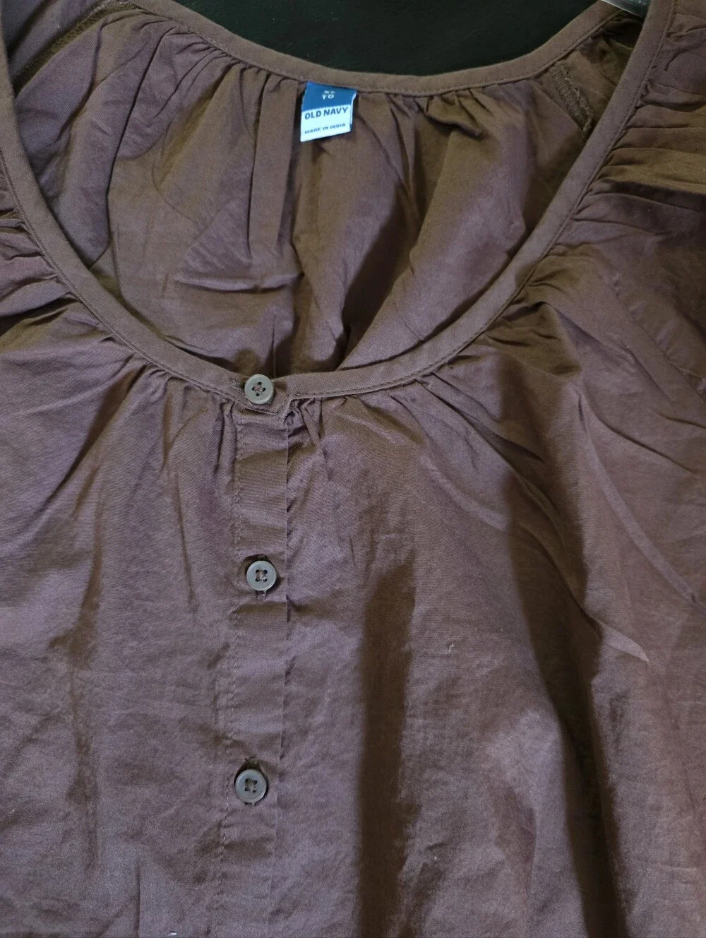 Old Navy Brown Button-Front Puff Sleeve Blouse
